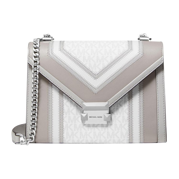 

Michael Kors Mk Whitney Fashion Minimalist Monogram Chain Envelope Shoulder Bag Women shoulder bag Vanilla-White Pearl-Gray Milk-White 30T9SWHL9B-163 Basic Set (Bag+Dust Bag)
