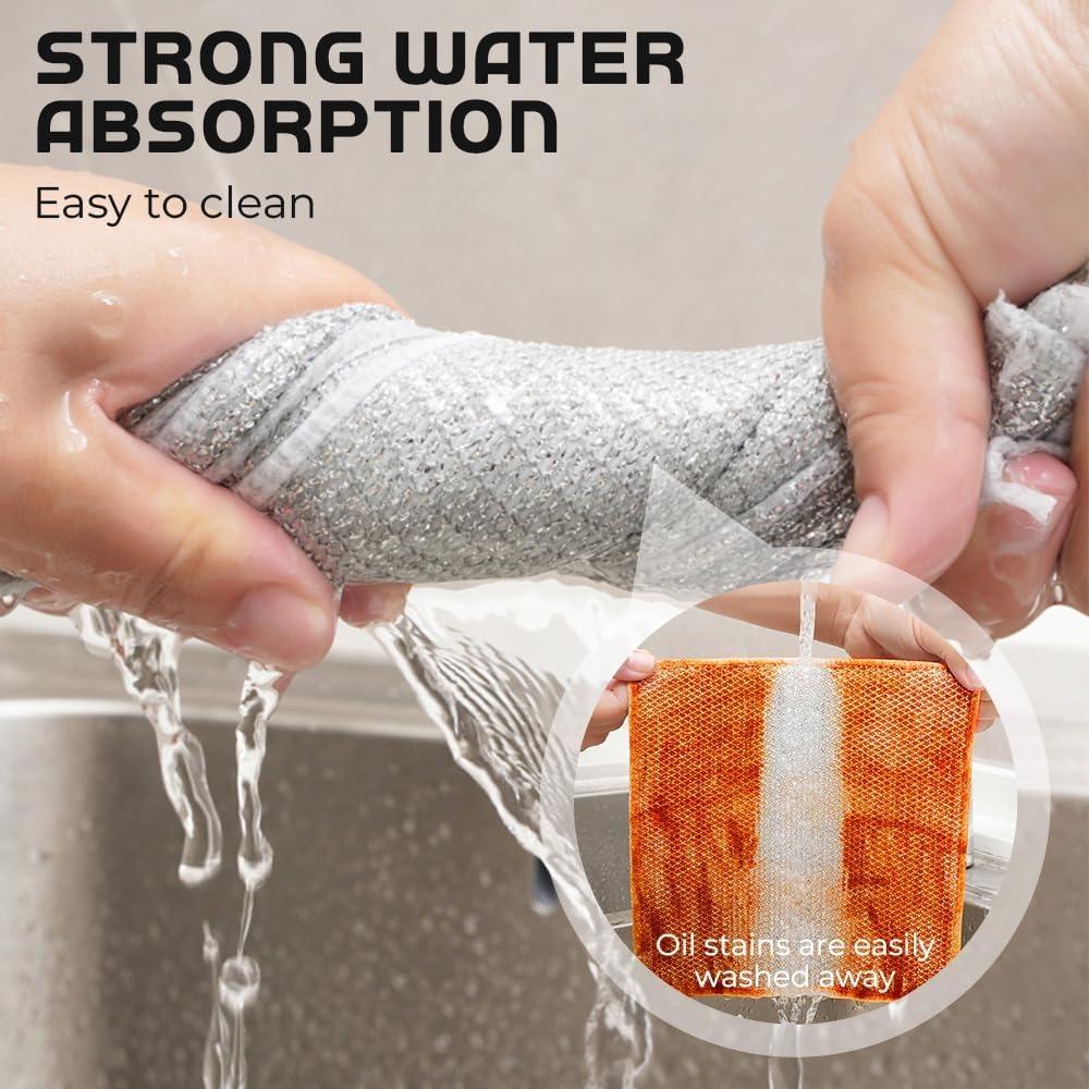 Multipurpose Wire Dishwashing Rags for Wet and Dry, 2024 New Non-Scratch Wire Dishcloth Scrubbing Wire Dishwashing Rag