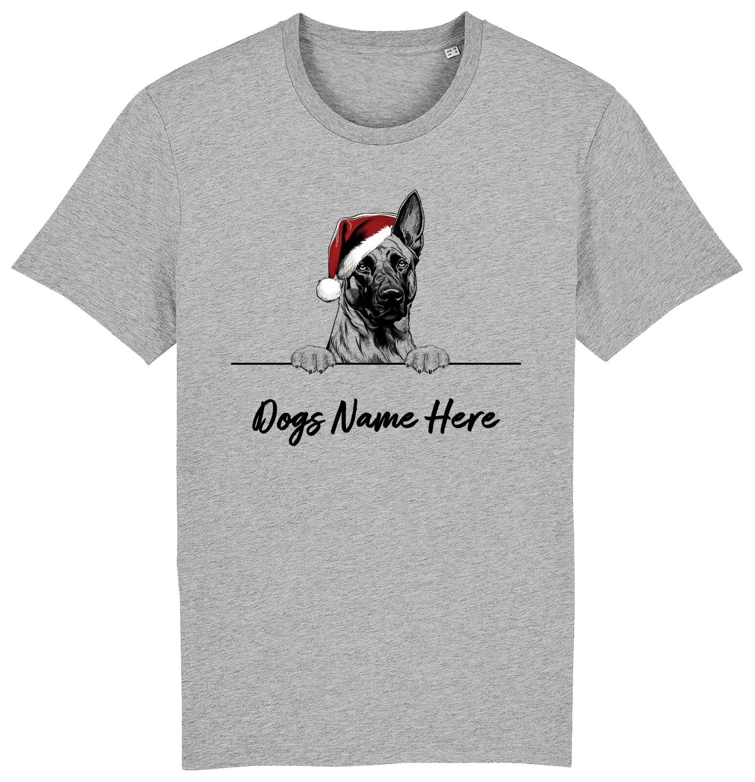 BELGIAN MALINOIS Personalised Christmas Dog T-Shirt Mens Womens Tees Top Mens Womens Dogs Name L
