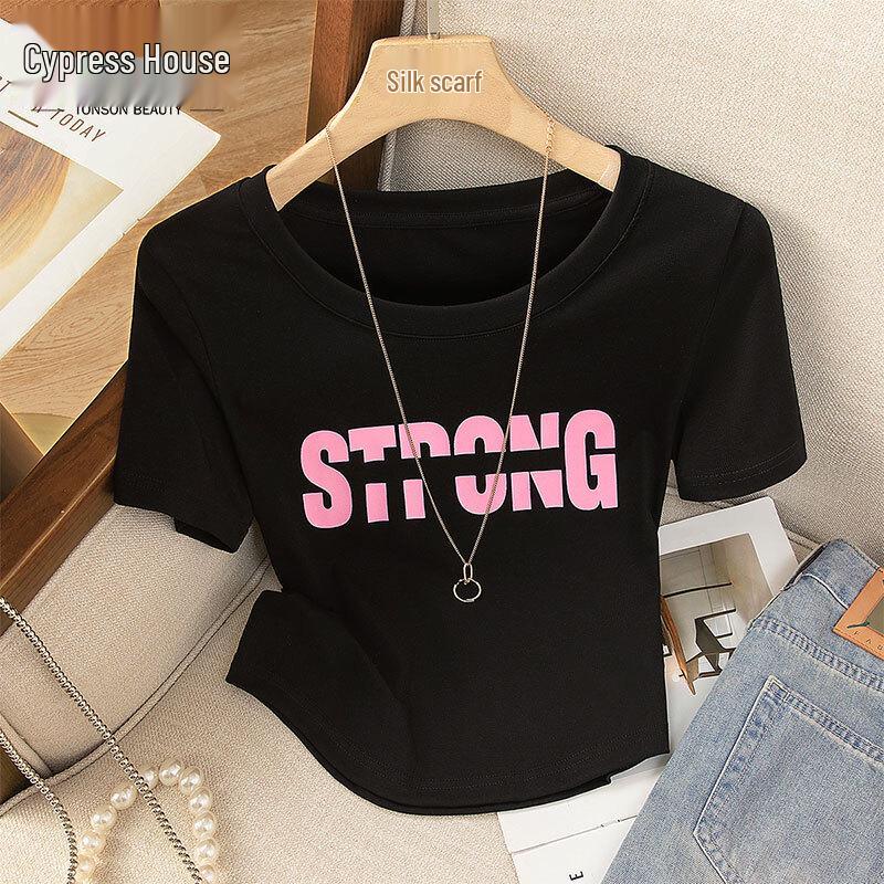 Si Bai She Women s Color-Block Print Slim Fit Short-Sleeve T-Shirt S