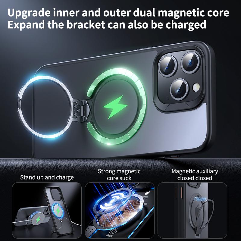 For iPhone 14 Pro Case Compatible with MagSafe Magnetic Ring Kickstand Anti-drop Phone Cover