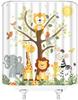 Safari Animal Shower Curtain Cartoon Elephant Giraffe Zoo Animals Forest Monkey Zebra Boys Girls Jungle Bird Parrot Boys Girs
