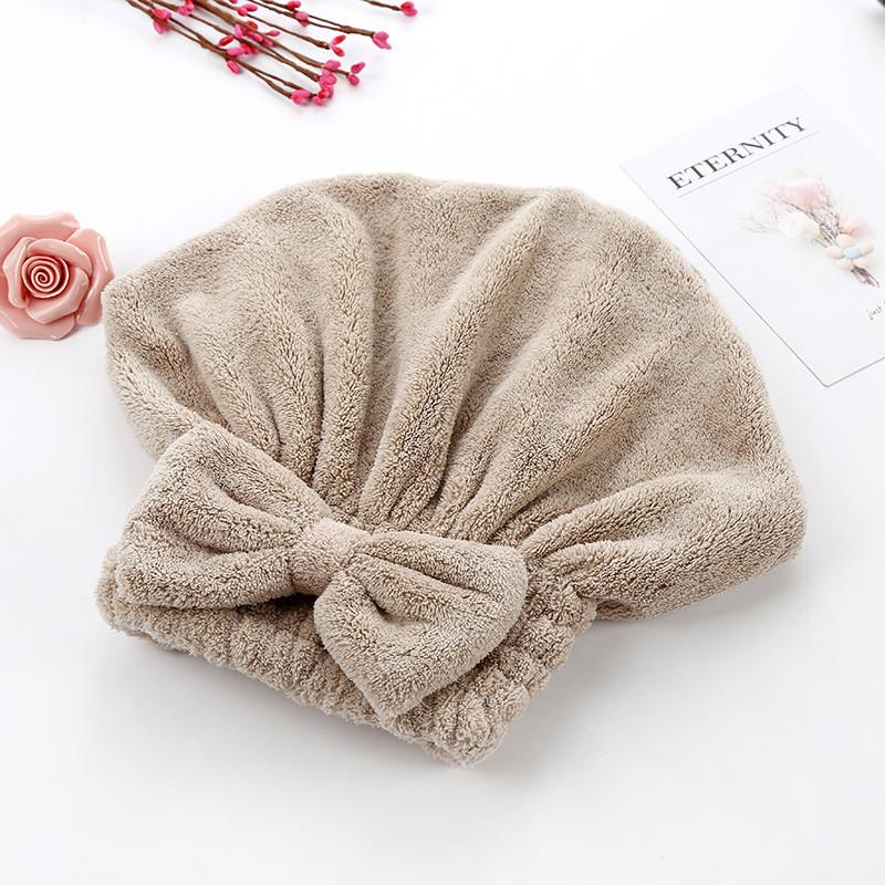 Bow Fleece Coral Solid Color Dry Hair Cap Bathroom Supplies Breathable Durable