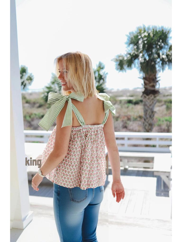 New Style Women's Sleeveless Tie-up Printed Camisole for Spring/Summer