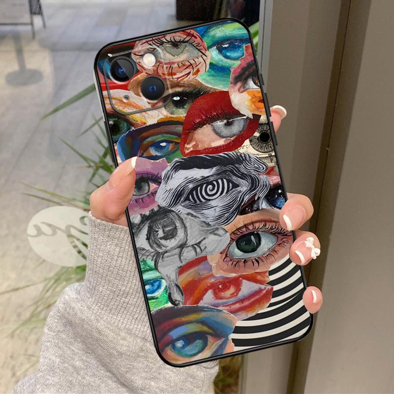 Scary Face Eyes Case For iPhone 17 Pro Max 16 14 13 12 11 15 Pro Max Plus 12 13 Mini 16e 17 Air Back Cover