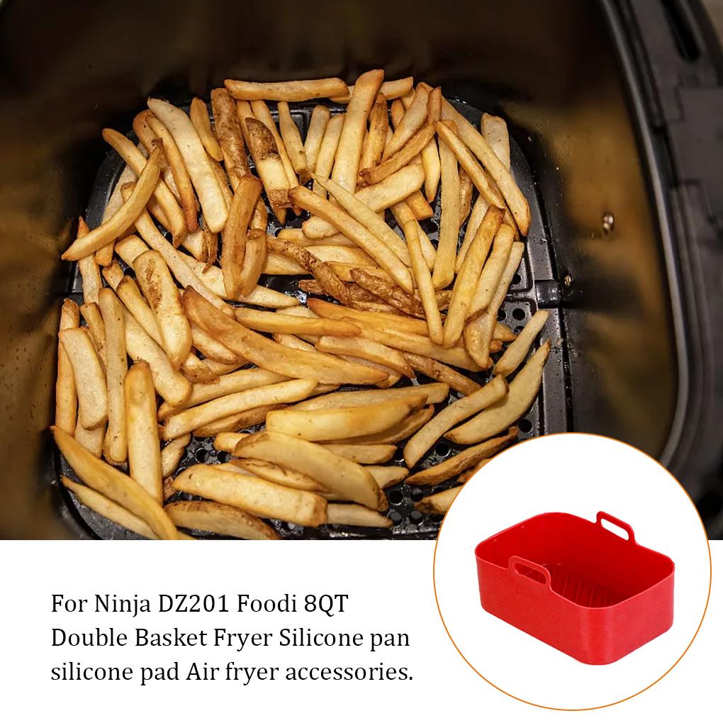 Air Fryer Cooking Tray with Handle Temperature Non-Fading Liner Reusable Silicone Basket Kitchen Cake Steak Accessories