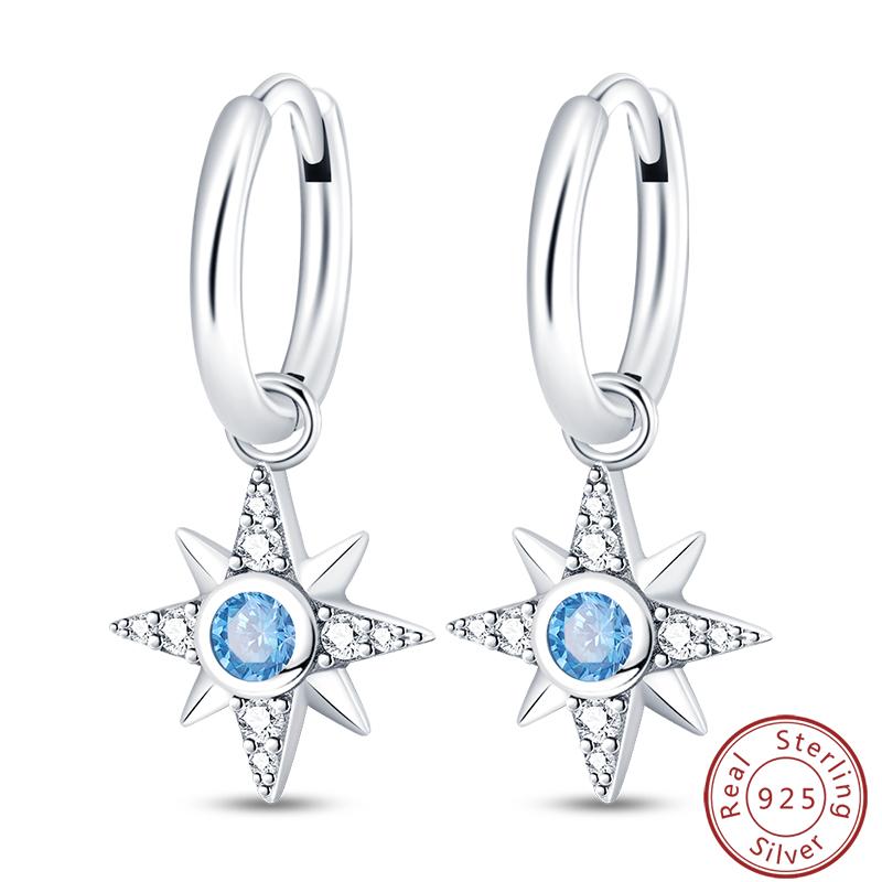 Damen Romantische 925 Silber Schneeflocke Stern Funkelnde Zirkonia Weihnachten Winter Ohrringe Passend für Hochzeitsfeier Exquisiter Schmuck