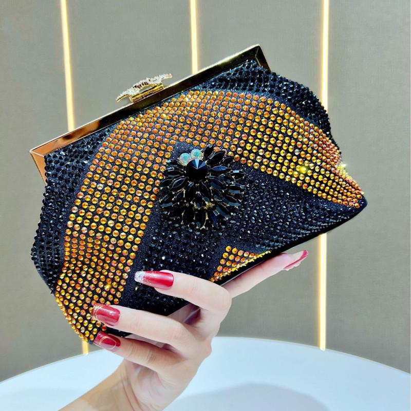 2025 High end Elegant Full Diamond Women Evening Clutch Bag Luxury Rhinestone Sunflower Handbag Wedding Bride Shoulder Bag