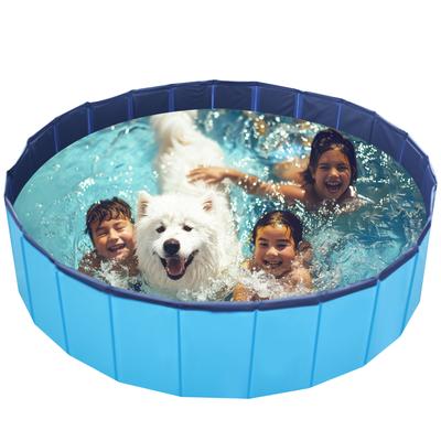 Foldable Dog Pool Large Pet Swimming Pool Portable Bath Tub Kids Outdoor Summertime Cooling Bathing Tub Collapsible for Indoor