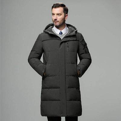 Medium and Long Winter New Down Jacket Thickened Hooded Men's Middle-aged and Elderly Personalized Long White Duck Down Warm Jacket
