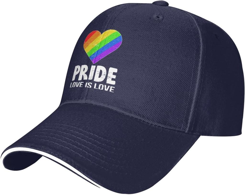 Rainbow Heart Pride LGBT Adjustable Baseball Cap Casual Polyester Baseball Hat Unisex