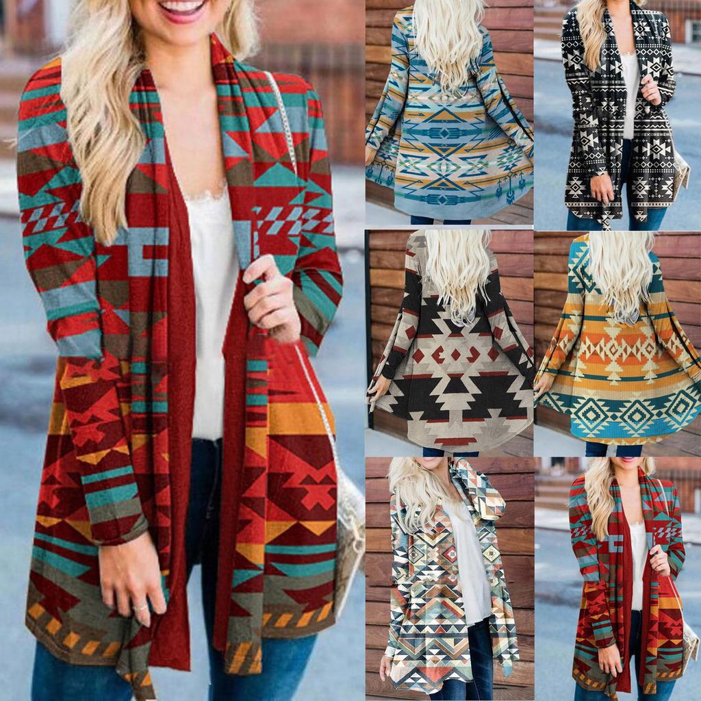 Winter Fashion Women's Tribe Folk-Custom Printing Casual Long-sleeved Cardigan
