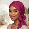 Lightweight Solid Color Headscarf Hat Breathable Stretch Hijab Long Tail Pre-Tied Inner Hat Daily