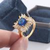 Inlaid Topaz Yellow Gold Dark Blue Personalized 18K Ring