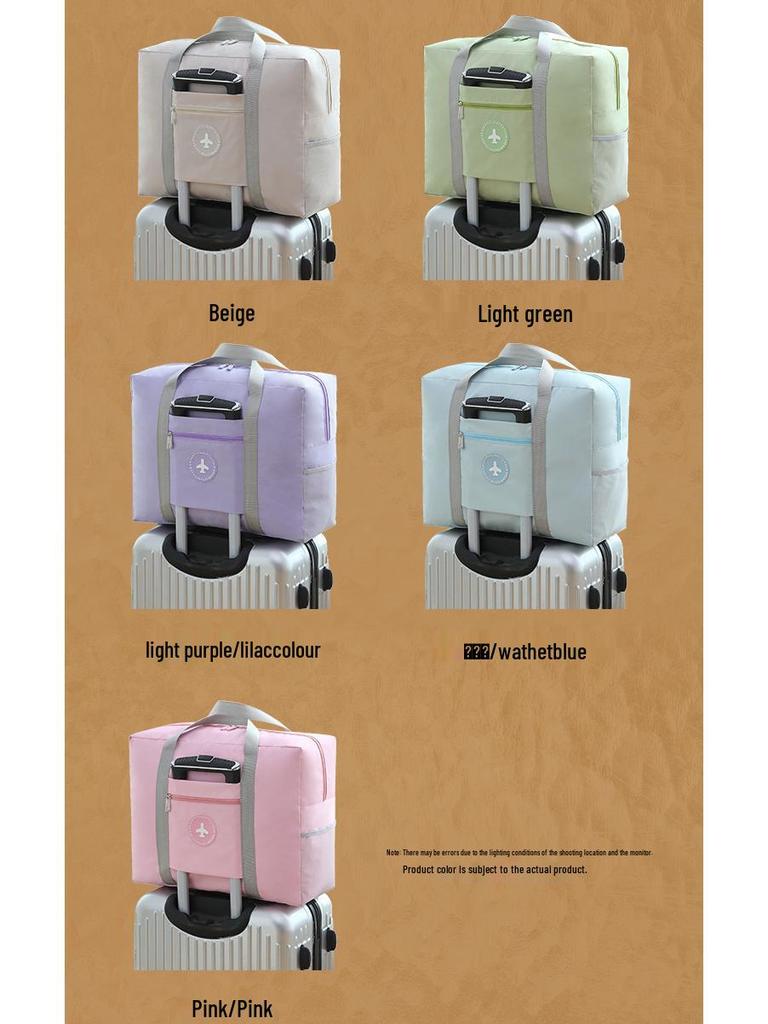 Extra Large Japanese Trolley Bag - Solid Color, Foldable, Round Label, Travel & Quilt Storage