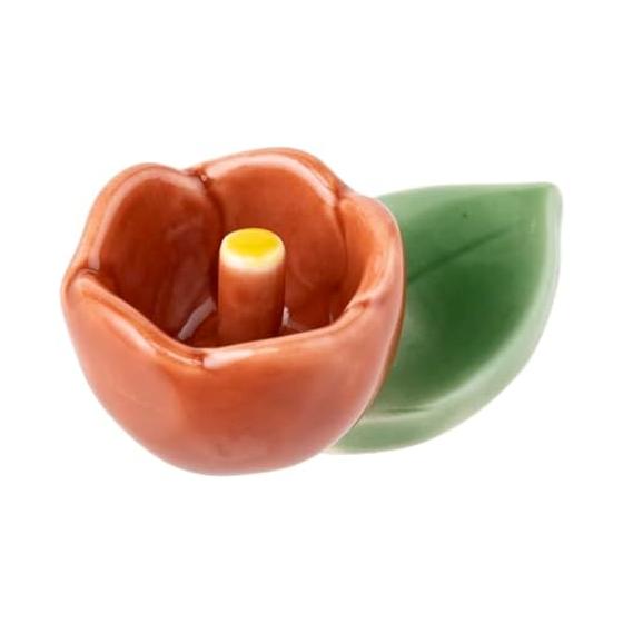 Chopstick Rest, Red, Approx. 3x2cm, Camellia Chopstick Rest, Red Camellia, Ceramic, Japan