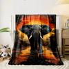 African Elephant Sunset Blanket Bedroom Blanket for Livingroom Couch Lunch Break Soft Throw for Friend's Festival Gift