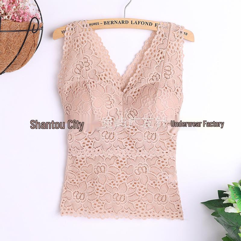 

Women s Plus Size Lace Tank Top Bralette with Pads 3XL 170-200 jin