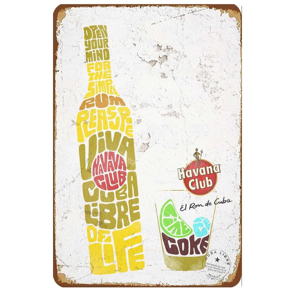 Havana Club Metal Tin Signs Plaque Wall Decoration Vintage Art Posters Iron Painting for Man Cave Home Cafe Garden Club Bar Pub