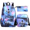Football Star Print Youth Primary And Secondary School Students Schoolbag Three-Piece Set Men'S And Women'S Backpack