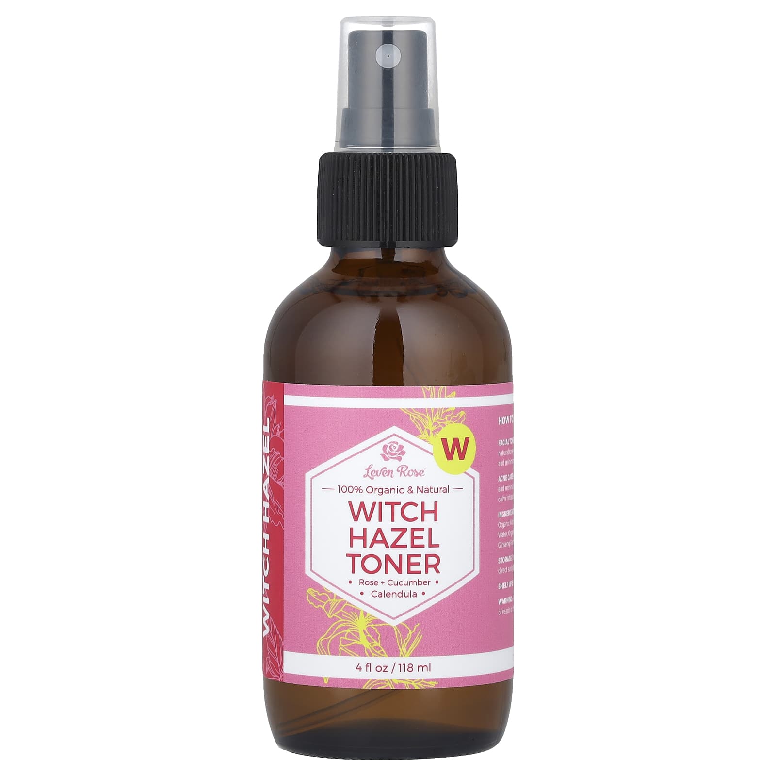 

100% Organic & Natural, Witch Hazel Toner, 118Ml(4Fl Oz)
