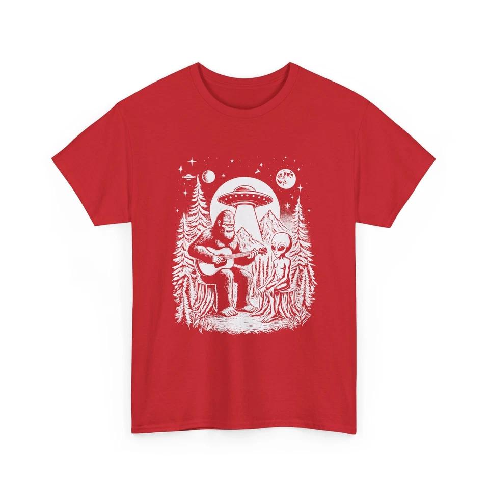 Sci-Fi World T-Shirt | UFO Alien Graphic Tee | Bigfoot & Alien Shirt 5 S