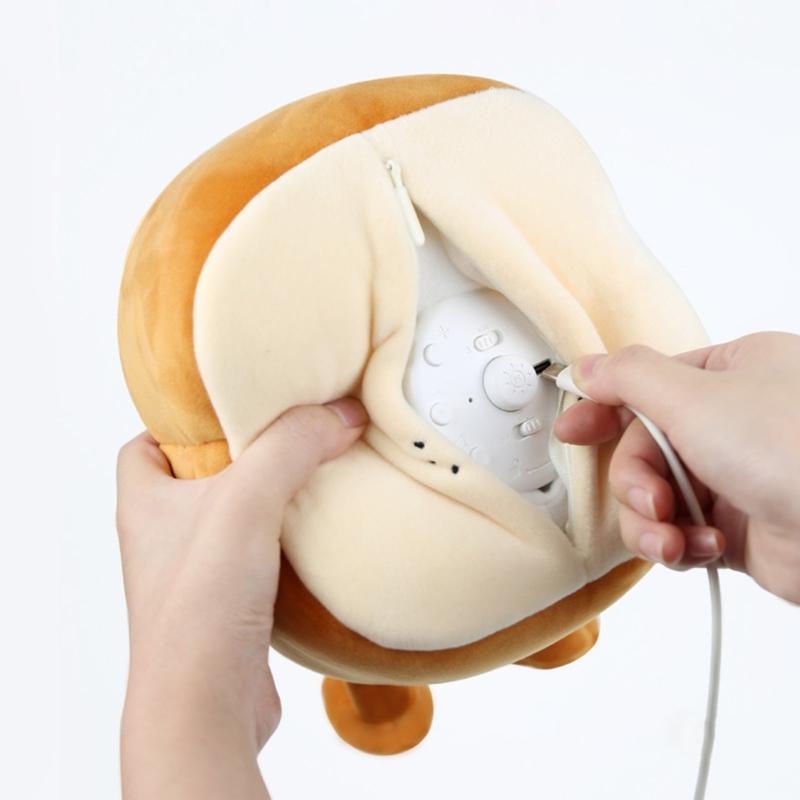 LED Digital Cartoon Alarm Clock Bedroom Night Light Bedside Electronic Clock Soft Plush Toast Shape Alarm Clock