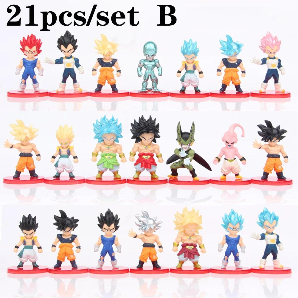 8-21pcs/lot Dragon Ball Mini Figure Super Saiyan Goku Vegeta Action Figures DBZ Dolls Model Toys Gifts