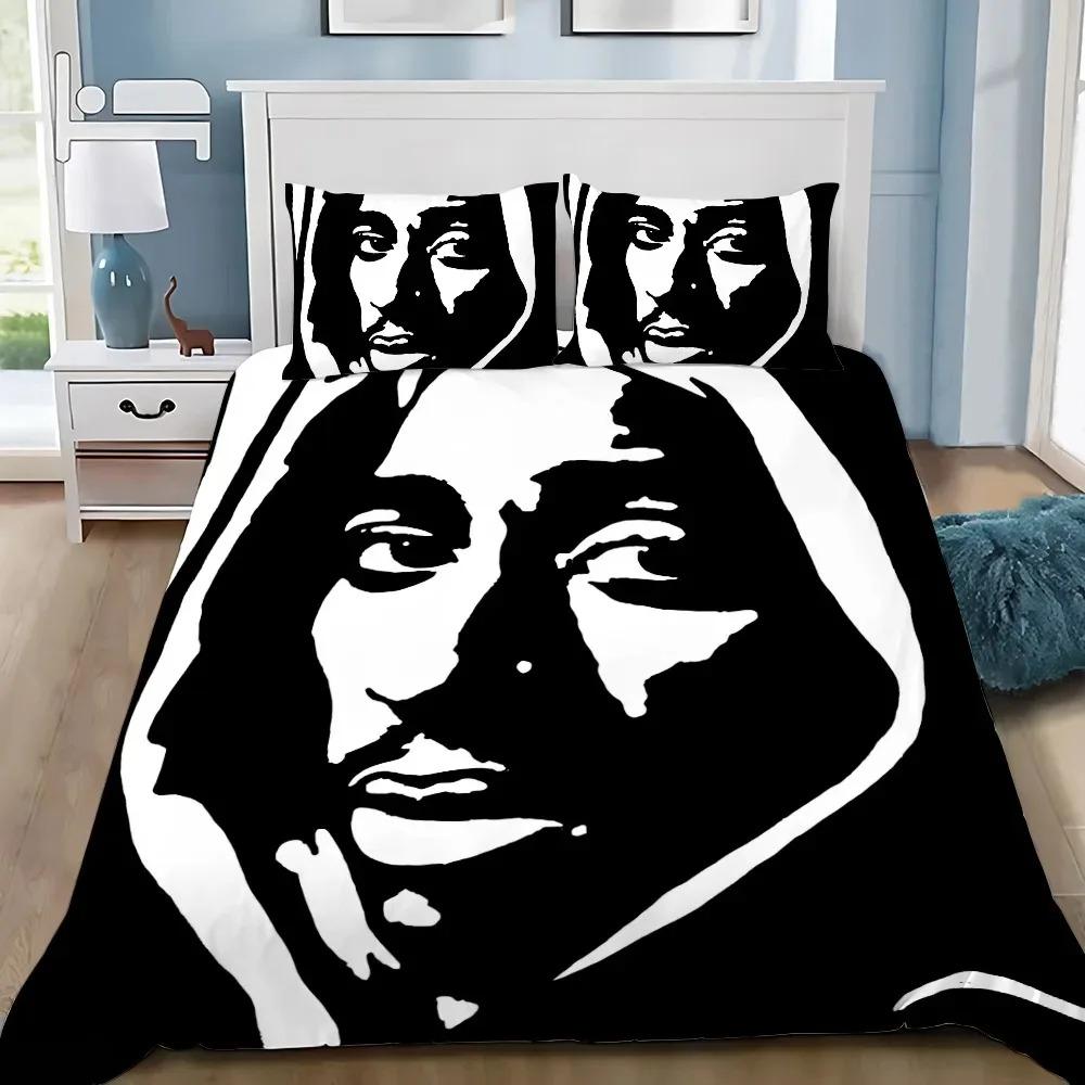 Nádherná 3D tapeta 2Pac Tupac Hip Hop Digitální tisk Ložní souprava Přikrývka Postel Mladí Děti Dívky Kluci Dárek