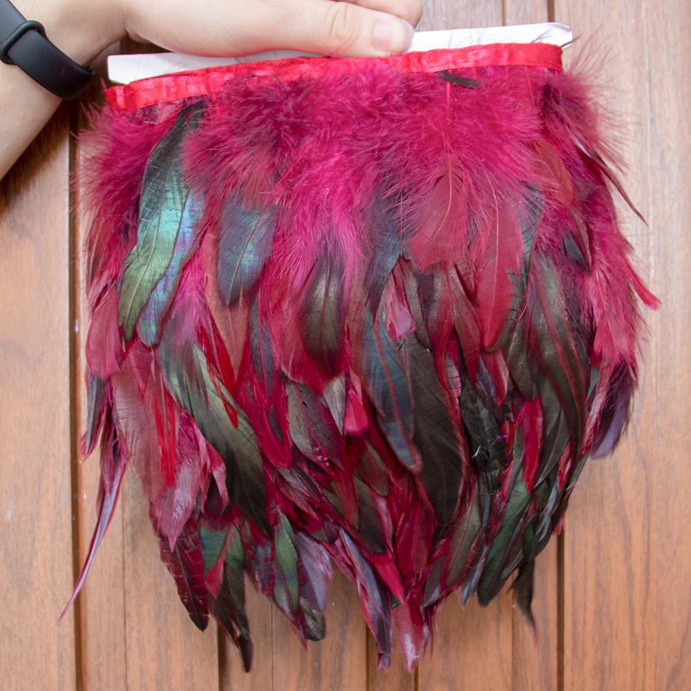 1Meter Colored Rooster Feathers Trims 15-20cm Natural Chicken Feathers Carnival Cosplay Clothing Dress Sewing Plume Decoration