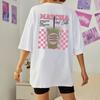 Camiseta de Manga Corta con Estampado Trasero de Matcha Latte Moda Femenina Ropa Linda Camiseta para Amantes del Matcha Estética Y2k Egirl Holgada Retro Streetwear Tops