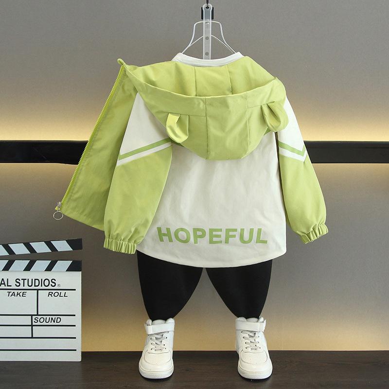 

Куртка с капюшоном с длинным рукавом в корейском стиле для малышей и детей, верхняя одежда с принтом букв для мальчиков, топ для девочек 110 cm трава зеленый