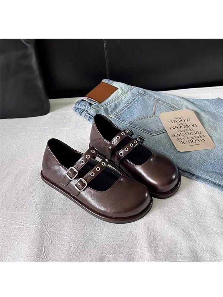 

Multi-colored Mary Jane flat-soled single shoes are anti-foot shoes, soft leather heels can be stepped on, shoes 2025 early autumn new models 40 коричневый