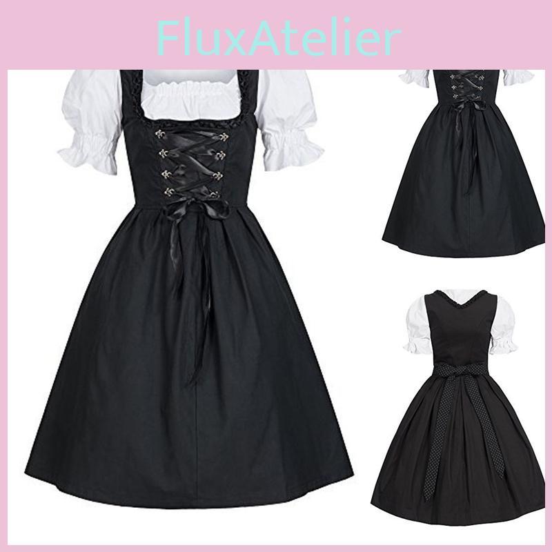 Women Renaissance Medieval Dress Oktoberfest Costume Halloween Wench Dirndl