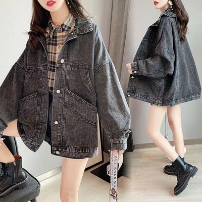 Spring Autumn Women's Loose Casual Literary Retro Denim Jacket Long-sleeved Short Jacket