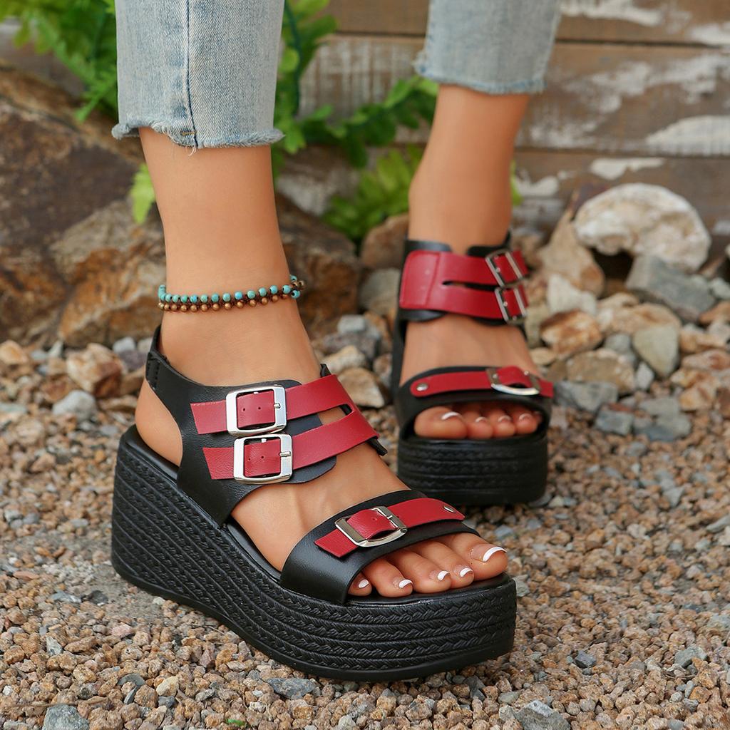 Plus Size Shoes for Women 35-43 Summer 2026 Fashion Women Slip on Platform Wedges Round Toe Non-slip Sandals Women Shoes