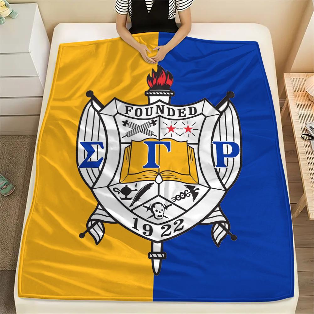 1Pc Sigma Gamma Rho Print Flannel Blanket, High quality Comfortable for All Seasons, Home Decor, Warmth and Comfort, Perfect for Gifts