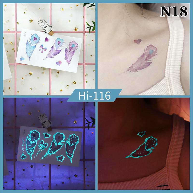 Светящаяся бабочка синяя светящаяся татуировка наклейка кемпинг водонепроницаемая временная татуировка перья одноразовая поддельная татуировка боди-арт