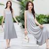 Καλοκαιρινό Αμάνικο Φόρεμα Γυναικείο Elasticity Μονόχρωμο Casual Plus Size Μακρύ Φόρεμα