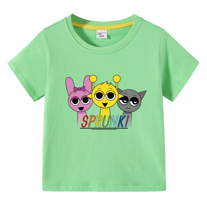 2025 Summert Shirt Sprunki Kids Clothes Incredibox Boys Girls Cotton T-shirts Cartoon Game Character Print Tops Cool Comfortable Short Gift