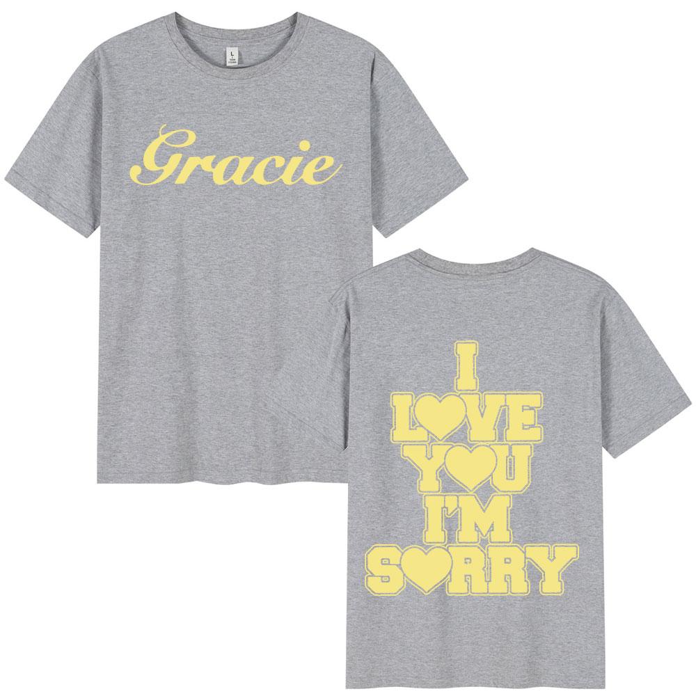 Gracie Abrams I Love You I'm Sorry T-Shirt Mode Hip Hop T-Shirts Herren Damen 100% Baumwolle Locker Kurzärmeliges T-Shirt Streetwear