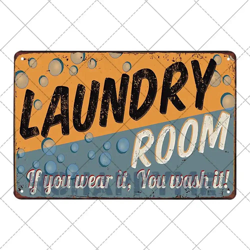 Segni Targa Retro per Lavanderia Segno Pittura su Latta Vasca Idromassaggio Bagno Metallo Poster Adesivi Murali Vintage Decorazione Casa Piatti 20x30cm