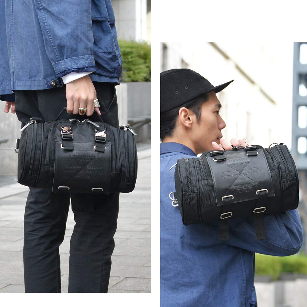 4way Hüfttasche, großes Fassungsvermögen, Kunstleder, Outdoor, Nylon, Hüfttasche, Rucksack, Drum Boston, Schwarz [Gerät]