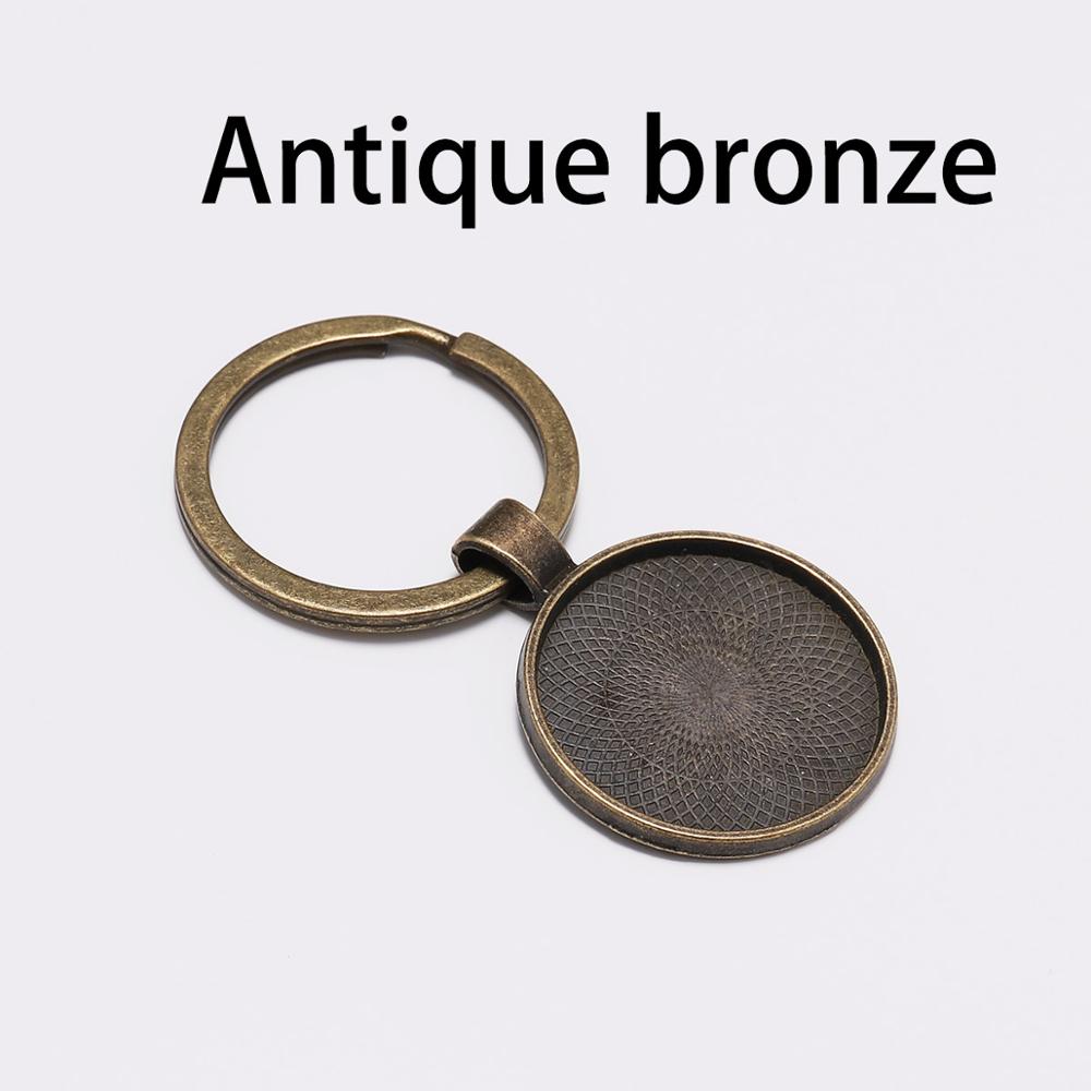 5pcs/lot 25mm Metal Rhodium Gold Colors Round Keyring With Pendant Bezel Blank DIY Keychain Jewelry Making Accessories