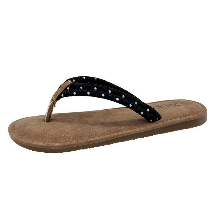 Niche flat flip-flops women's summer new fashion polka dot travel beach shoes non-slip pinch feet cool slippers