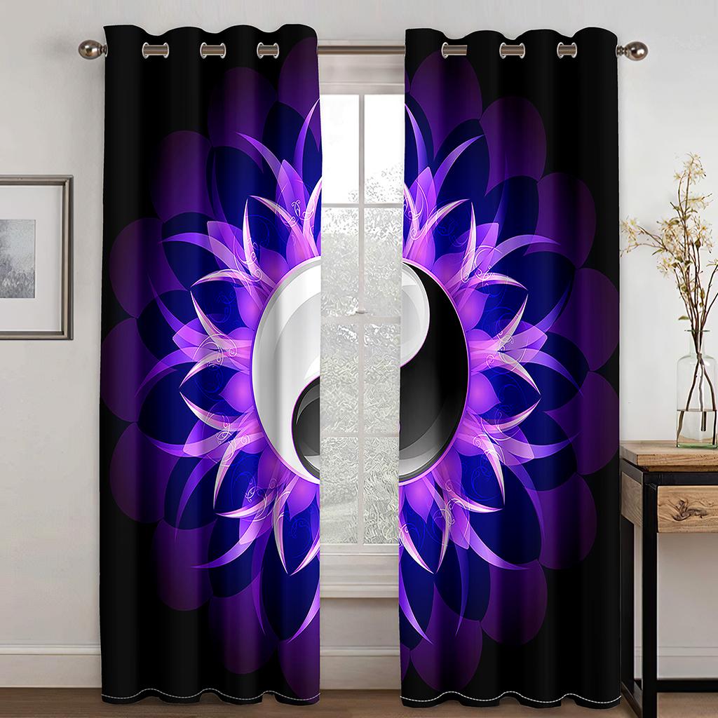 Chinese Style Taiji Bagua Design Taoist Traditional Culture Curtains 2 Panels Luxury Living Room Bedroom Window Decor Curtains