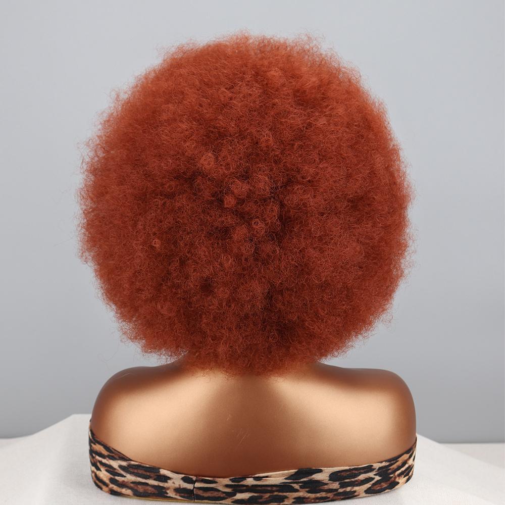 MISSQUEEN Parrucca riccia crespa a sbuffo corto da donna afro fibra sintetica zenzero rosso arancione parrucca soffice cosplay da indossare ogni giorno