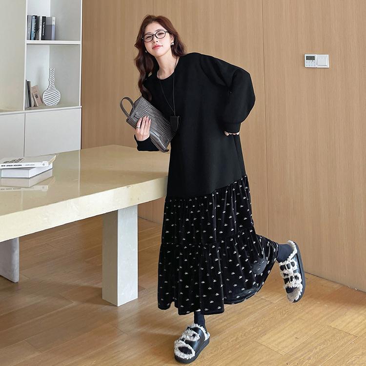 DIMANAF 2025 Women Pluls Size Dress Cotton Long Autumn Casual Shirt Solid New Loose Pullover