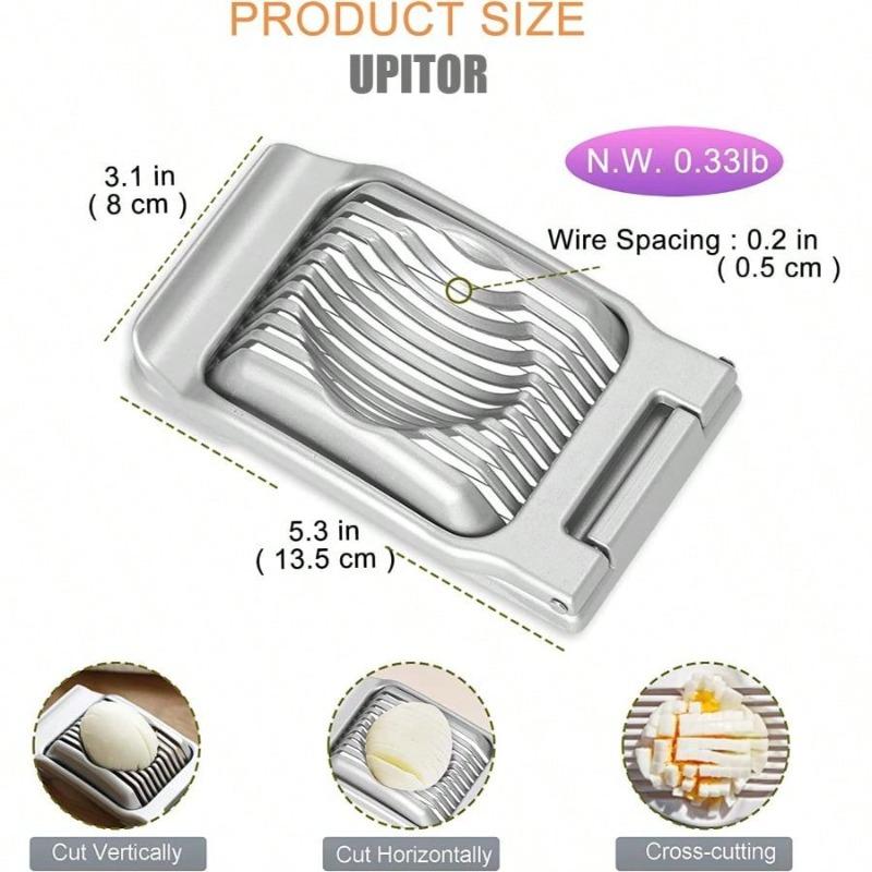 Stainless Steel Egg Slicer - Heavy Duty Wire Cutter for Hard Boiled Eggs & Soft Fruits, Dishwasher Safe Kitchen Tool (304 Grade)