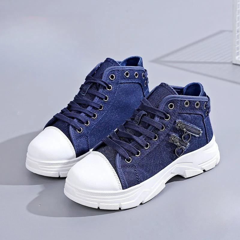 Fashion Zipper Women's Canvas Shoes New In Designer Luxury Fashion 2025 39 Ladies Footwear Comfortable and Elegant Cheap Vulcanized Shoe